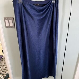 Madewell Blue Silk Slit Skirt